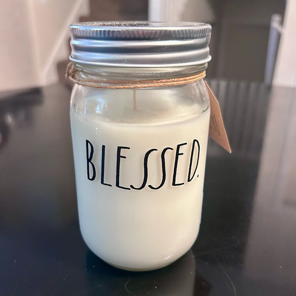 White 'Blessed' Scented Candle Jar